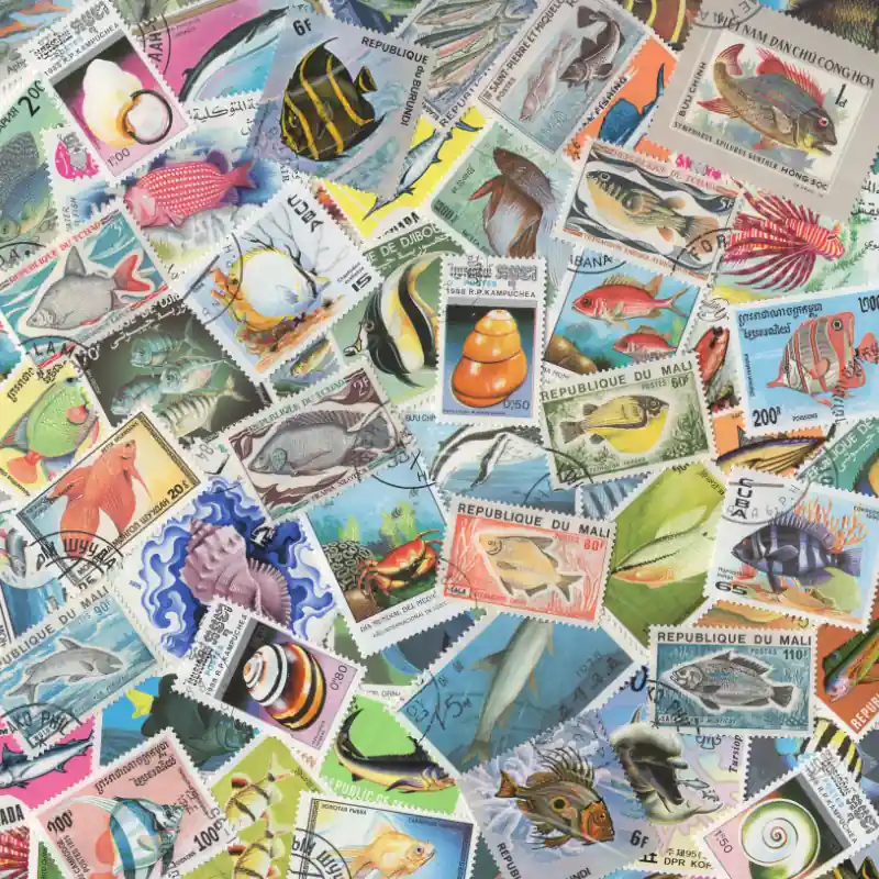 Top Qualité Faune marine 1000 timbres thématiques tous différents.