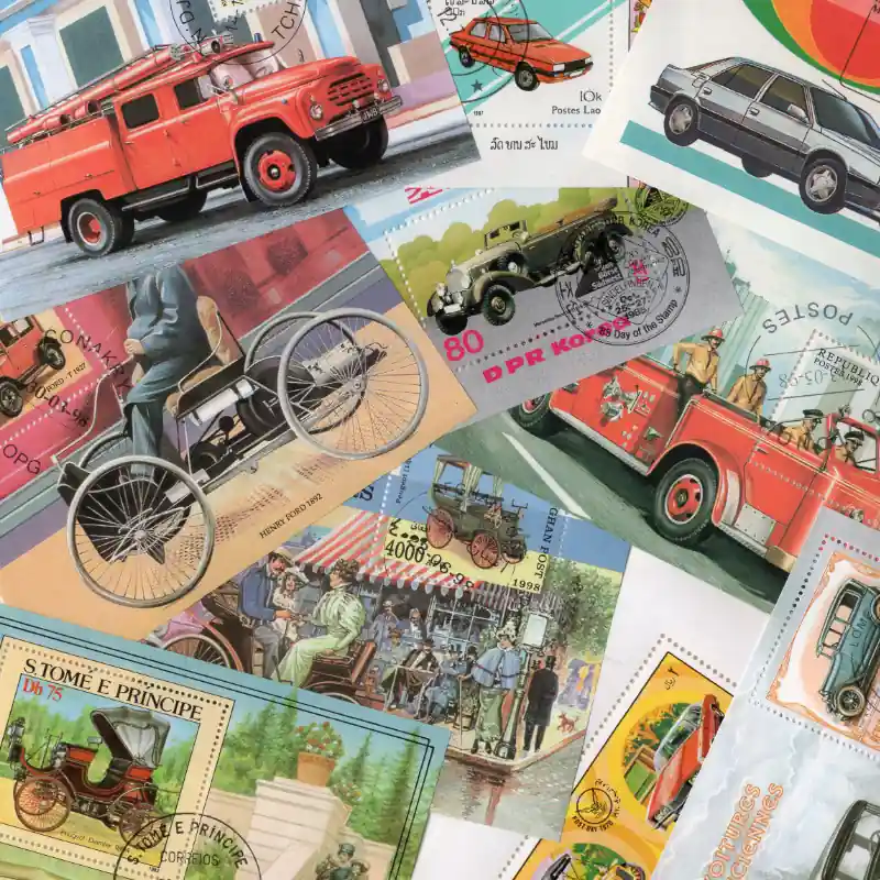 Voitures 25 blocs-feuillets de timbres thématiques. Offre Exclusive