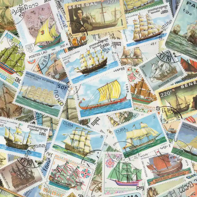 Vieux Gréements 50 timbres thématiques tous différents. Offre Limitée