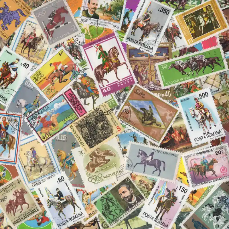 Meilleur Choix Cavaliers 100 timbres thématiques tous différents.