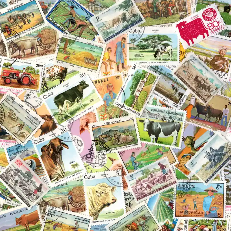 Agriculture 50 timbres thématiques tous différents. Vente Flash
