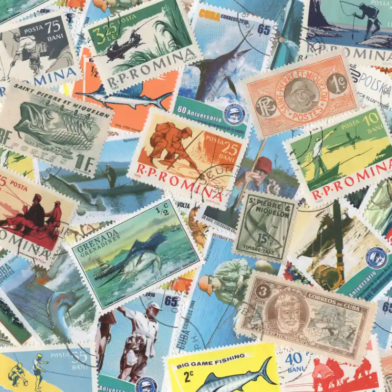 Pêche timbres thématiques tous différents. Artisanat