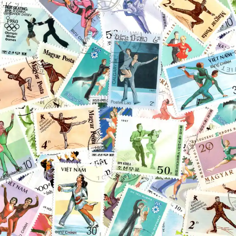 Quantité Limitée Patinage Artistique 25 timbres thématiques tous différents.