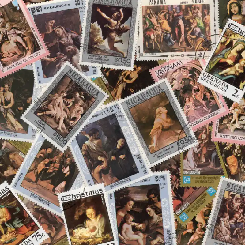 Peintre Le Correggio 25 timbres thématiques tous différents. Achetez Aujourd’hui