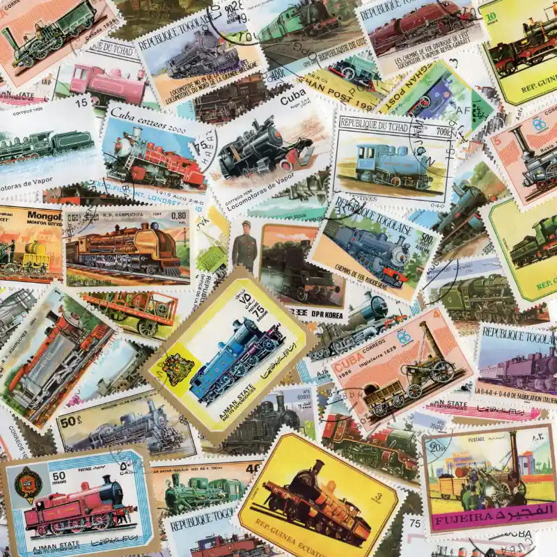 Locomotives timbres thématiques tous différents. Réduction