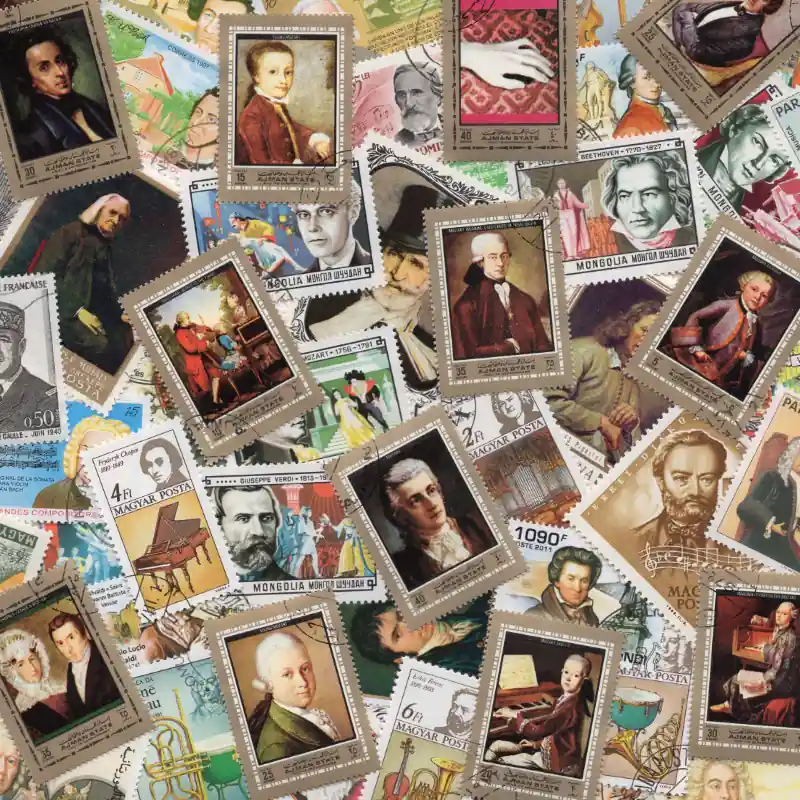 Musiciens 100 timbres thématiques tous différents. Gros Lot