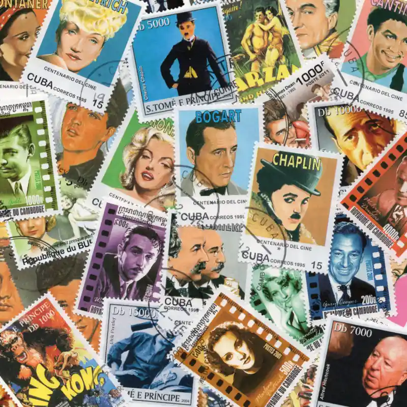 Artistes de cinéma timbres thématiques tous différents. Offre Limitée