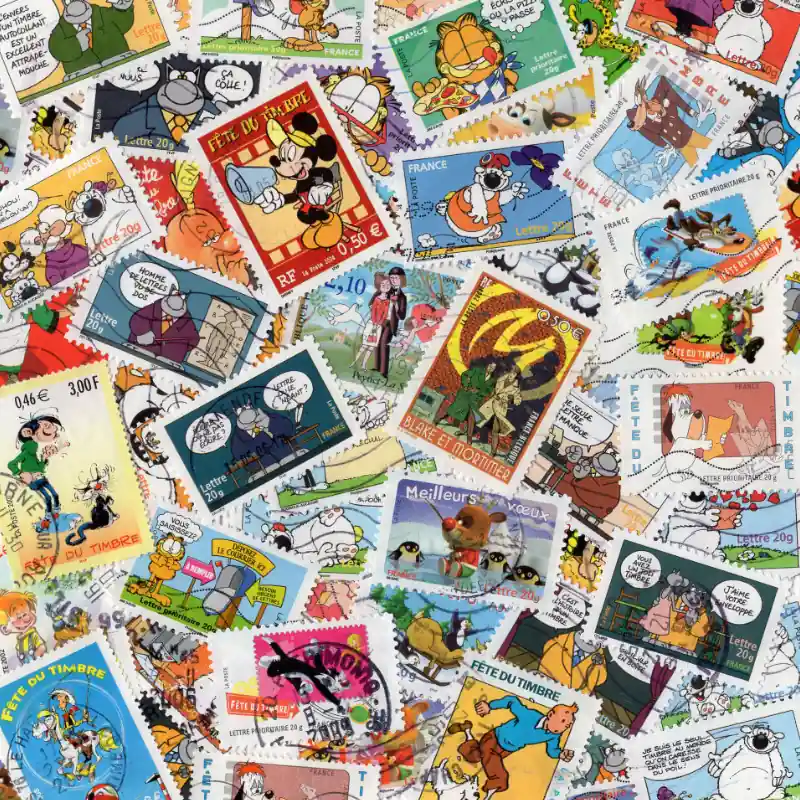 Bon Marché Timbres de France Bandes dessinées tous différents.