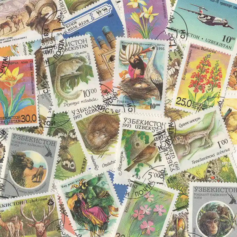 Ouzbékistan 25 timbres de collection tous différents. Offre Limitée