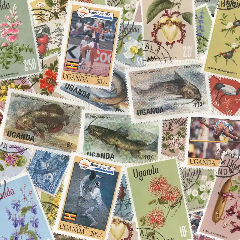 Paiement Sécurisé Ouganda timbres de collection tous différents.