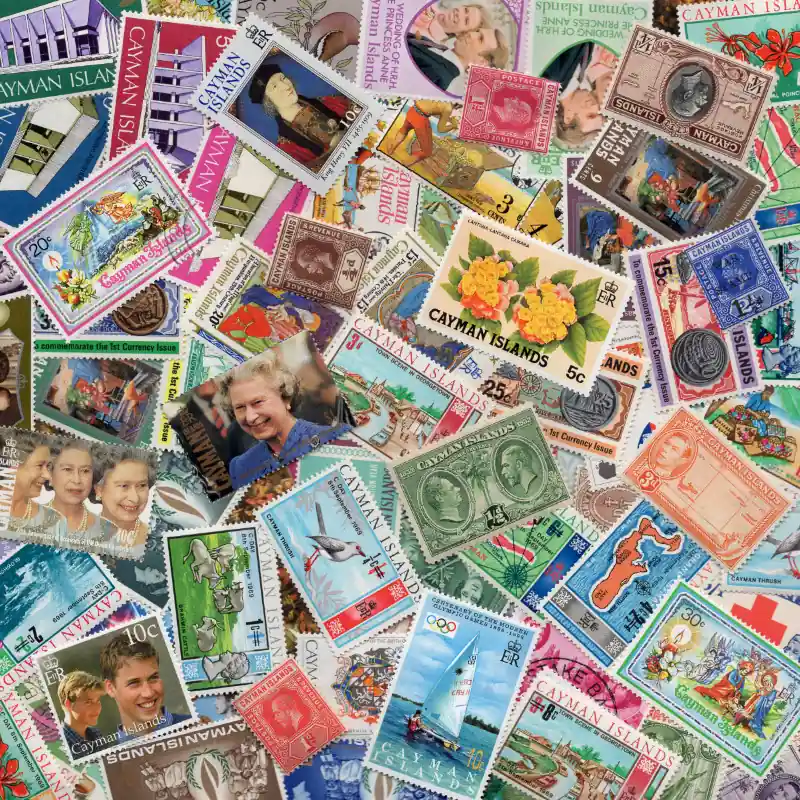 Caïmans timbres de collection tous différents. Gros Lot