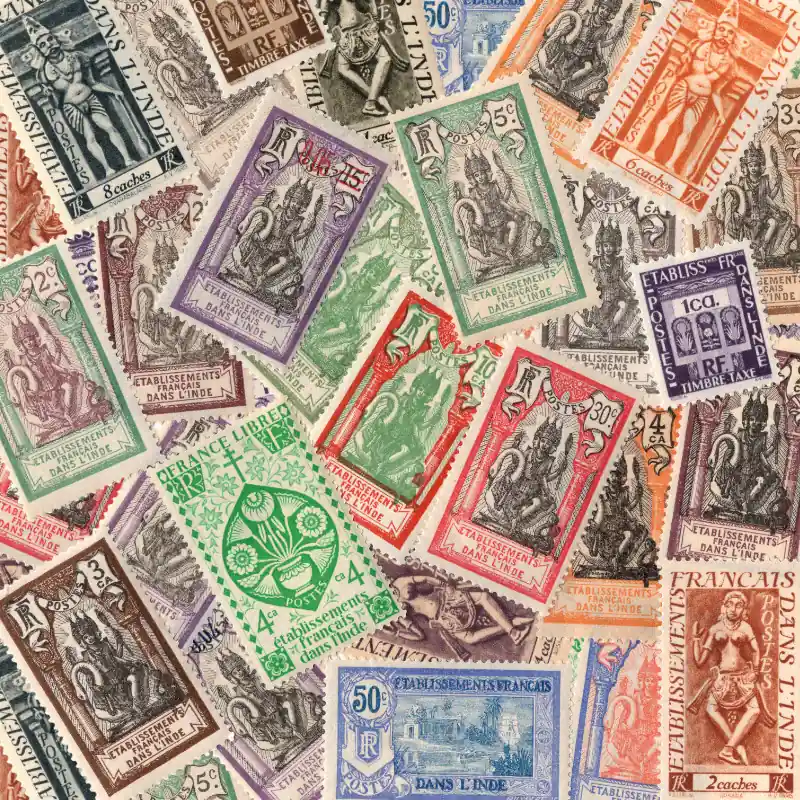 Bon Plan Inde Française 25 timbres de collection tous différents.