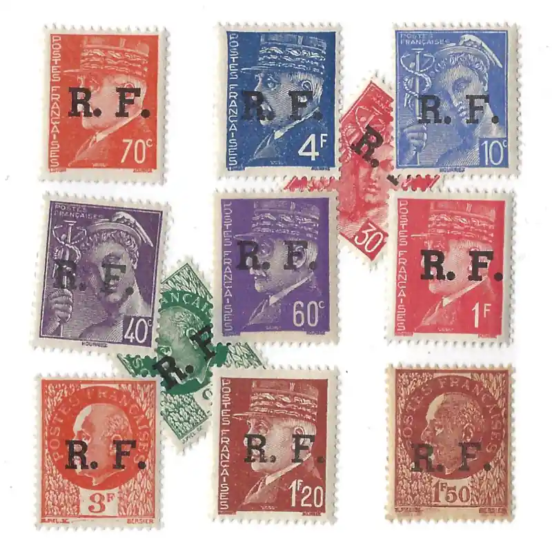 10 timbres de France Libération tous différents. Bon Marché