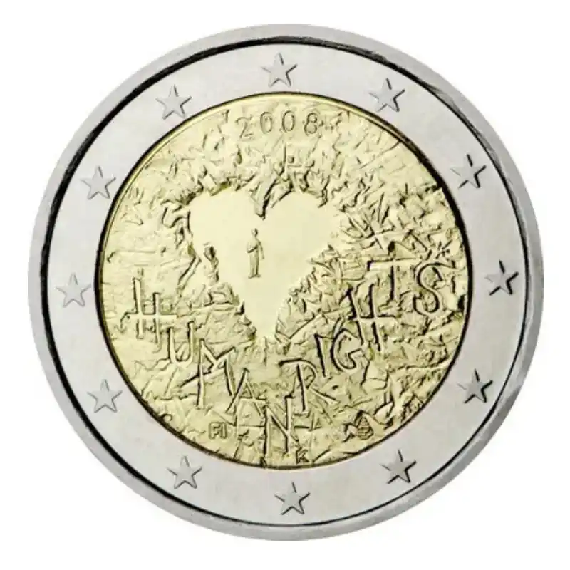 Livraison Gratuite 2 euros commémorative Finlande 2008 - Droits de l’homme.