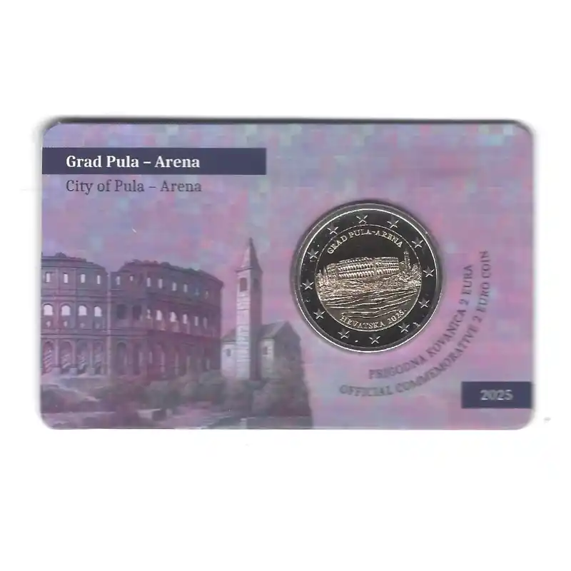 2 euros commémorative Croatie 2025 - L’Arène de Pula coincard BU. Authentique