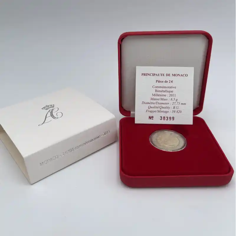 Fait Main 2 euros commémorative Monaco 2011 - Mariage Princier coffret BU.