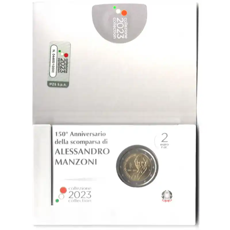 Prix Bas 2 euros commémorative Italie 2023 coincard BU - Alessandro Manzoni.