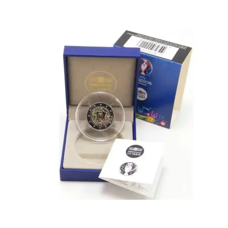 Achat Immédiat 2 euros commémorative France -UEFA 2016 en coffret BE.