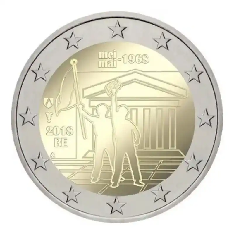 Garantie Incluse 2 euros commémorative Belgique 2018 - Mai 68 UNC.