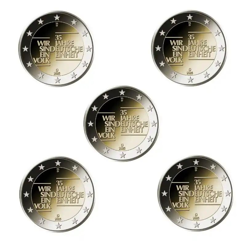 Remise 2 euros commémoratives Allemagne 2025 Réunification - les 5 ateliers.