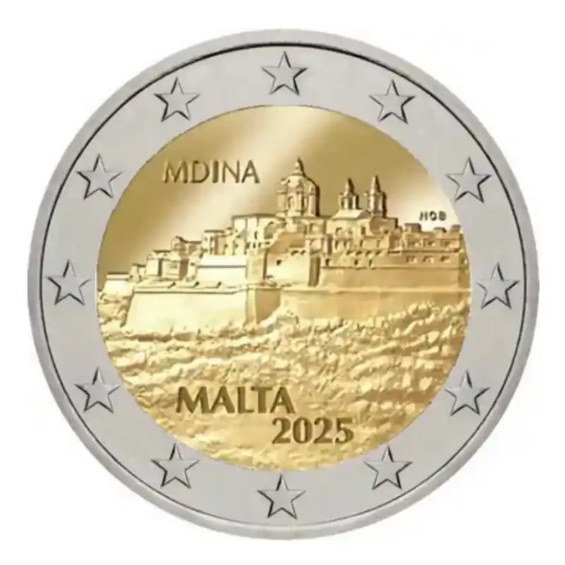 Nouvelle Collection 2 euros commémorative Malte 2025 UNC - Ville Fortifiée de Mdina.