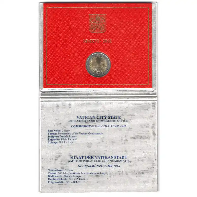 Retour Gratuit 2 euros commémorative Vatican 2016 - Gendarmerie en coffret BU.