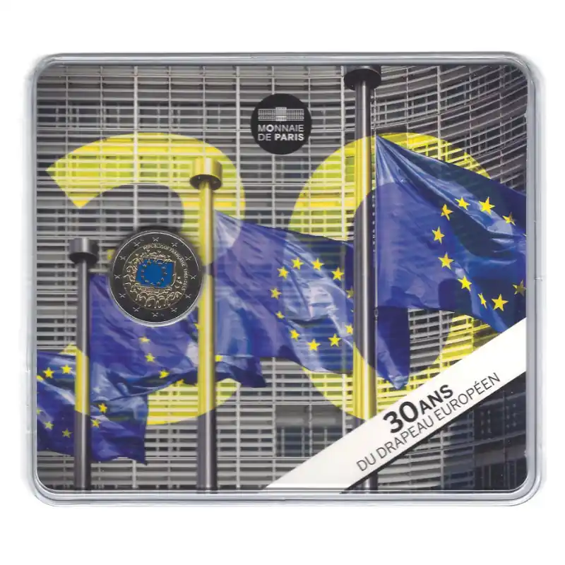2 euros commémorative coincard BU France 2015 - 30 ans du drapeau Européen. Offre Limitée