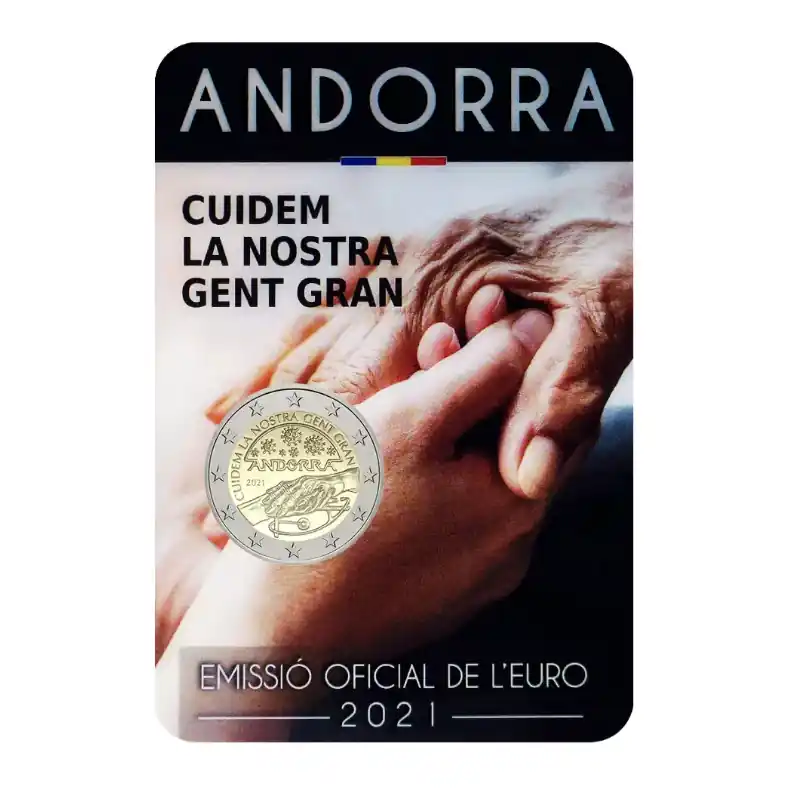 Bon Plan 2 euros commémorative Andorre 2021 BU - Prenons soin de nos aînés.