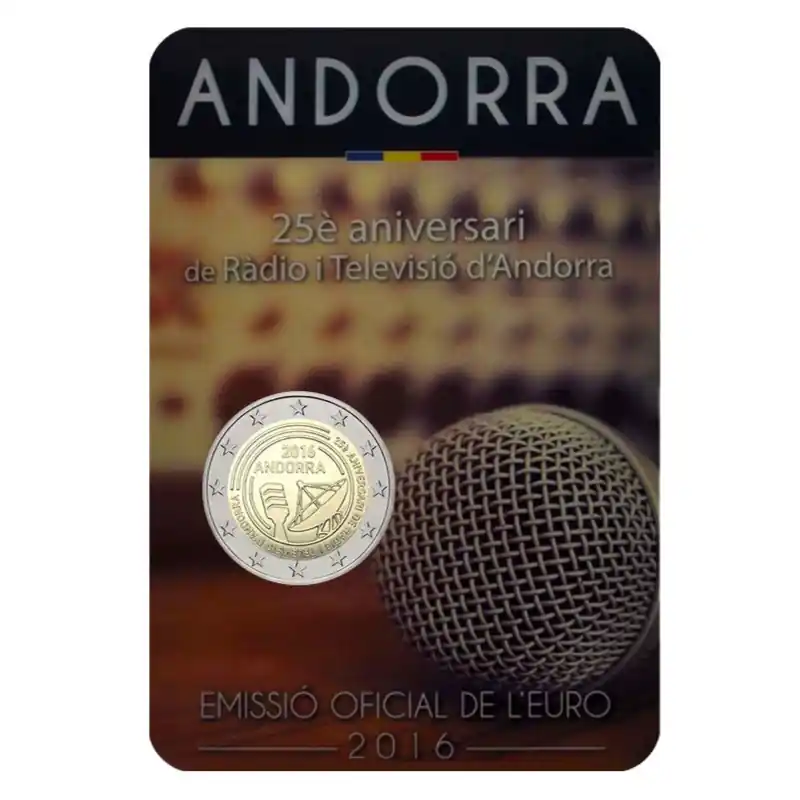 Gros Lot 2 euros commémorative Andorre 2016 BU - Radio et Télévision.