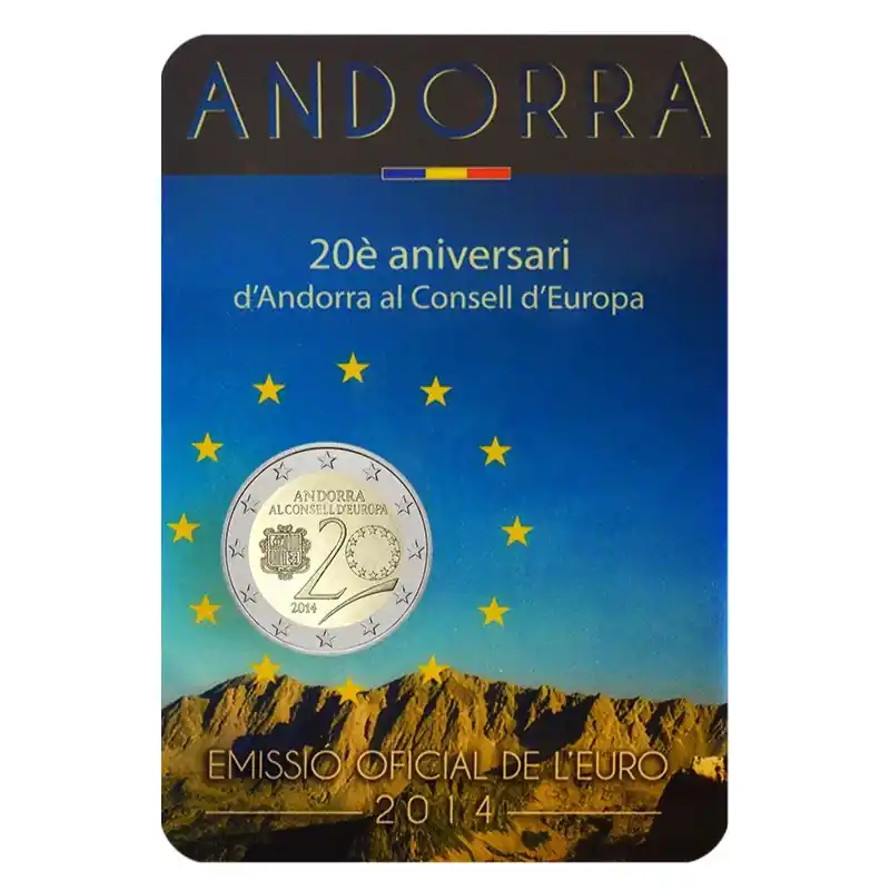 2 euros commémorative Andorre 2014 BU - Conseil de l’Europe. Exclusif