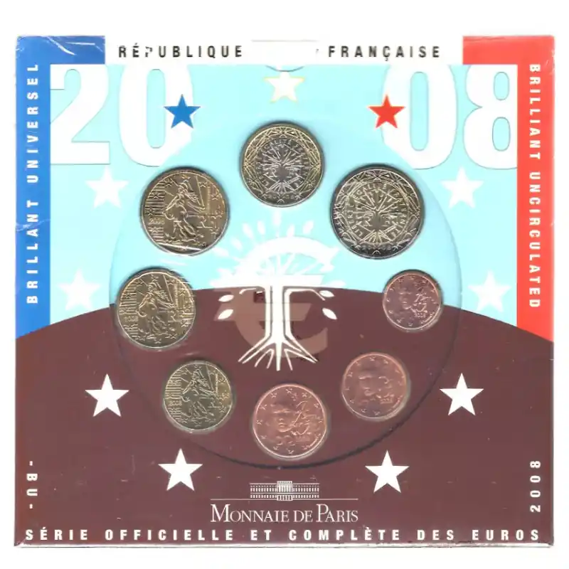 Retour Gratuit Coffret série monnaies euro France 2008 BU - Monnaie de Paris.