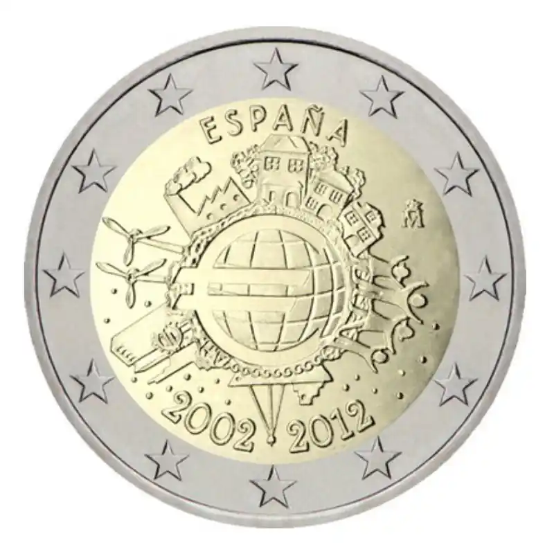 Vente Flash 2 euros commémorative Espagne 2012 - 10 ans de l'Euro.