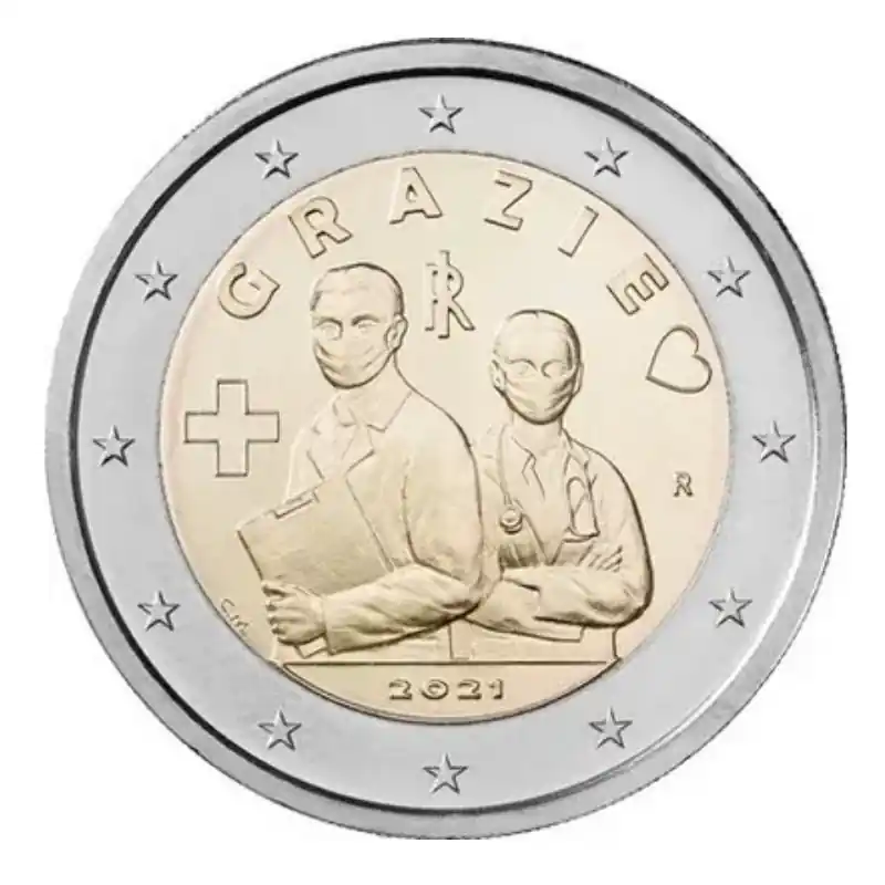 2 euros commémorative Italie 2021 - Professionnels de la Santé. Top Vente