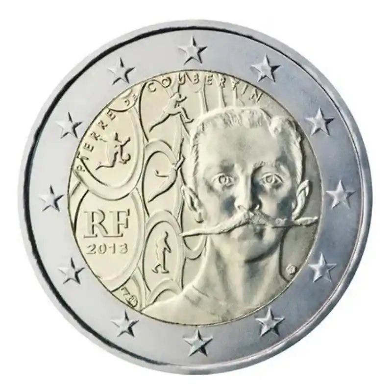 2 euros commémorative France 2013 - Pierre de Coubertin. Vente Directe