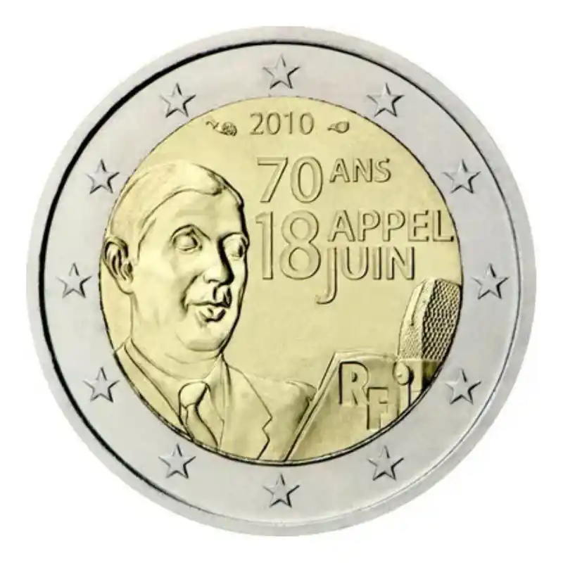 2 euros commémorative France 2010 - Appel du 18 juin. Prix Cassé