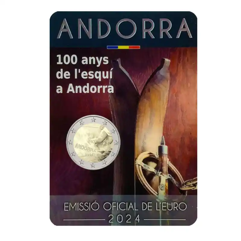 2 euros commémorative Andorre 2024 BU - 100 ans du Ski. Premium