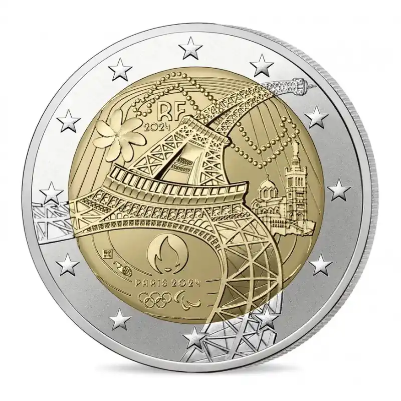 Usine Directe 2 euros commémorative France 2024 - Tour Eiffel JO Paris.
