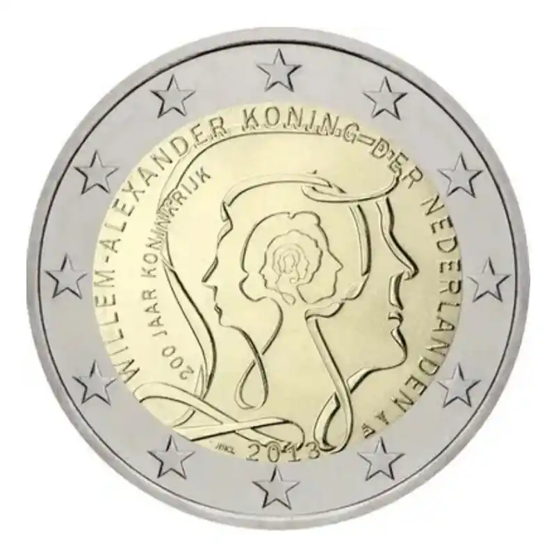 Certifié 2 euros commémorative Pays-Bas 2013 - Anniversaire de la royauté.