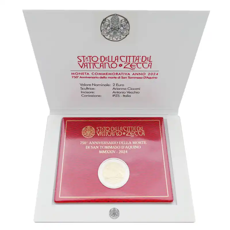 Pas Cher 2 euros commémorative Vatican 2024 - Saint Thomas d'Aquin en coffret BU.