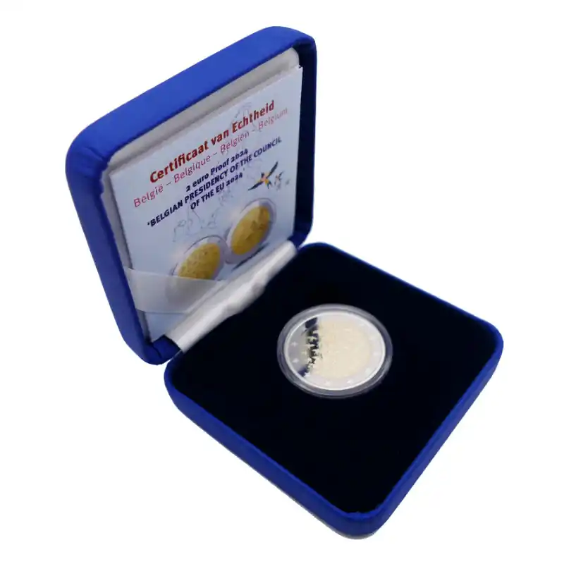 2 euros Belgique 2024 - Présidence de l'UE en coffret BE. Prix Cassé