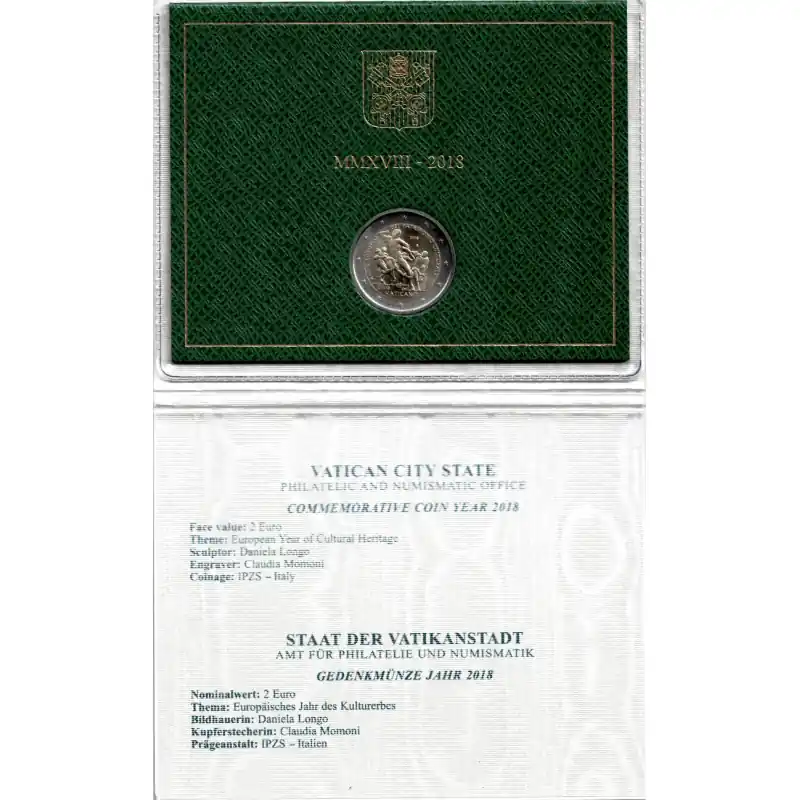 Achetez Aujourd’hui 2 euros commémorative Vatican 2018 - Patrimoine culturel en coffret BU.