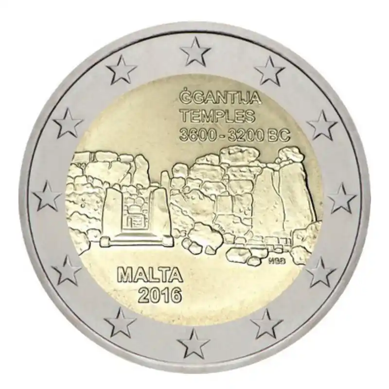 2 euros commémorative Malte 2016 - Temples de Ġgantija. Exclusif