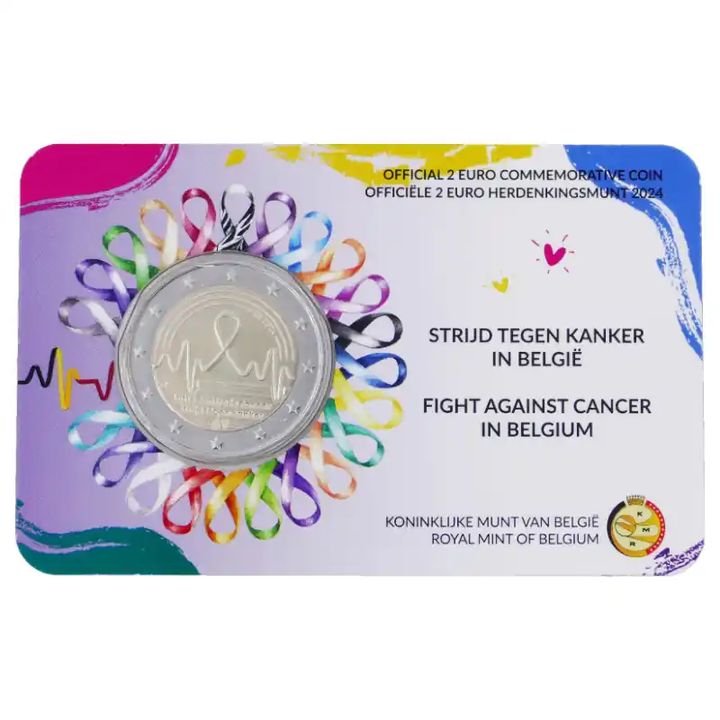 2 euros Belgique 2024 -  Lutte contre le cancer coincard version flamande. Prix Promo