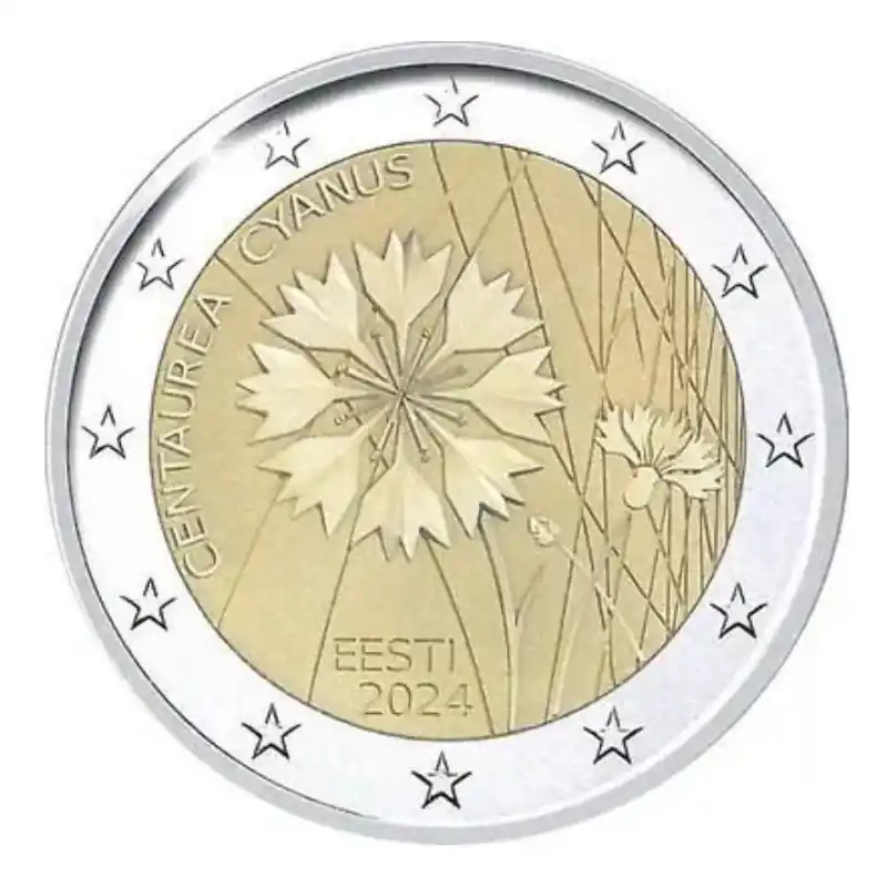 2 euros commémorative Estonie 2024 - Le Bleuet. Vente Flash