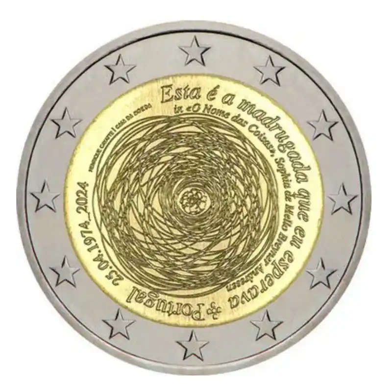 2 euros commémoratif Portugal 2024 - Révolution des œillets. Produit De Marque