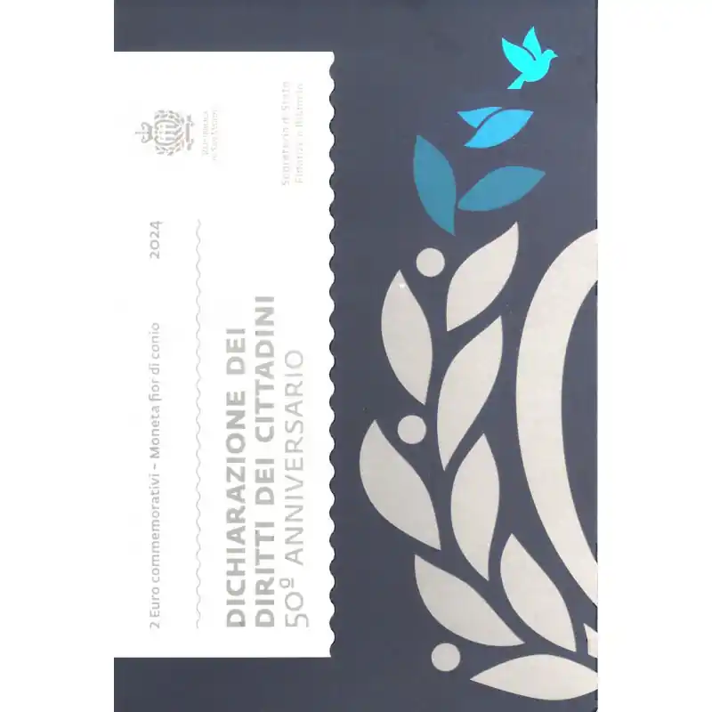 Populaire 2 euros commémorative Saint Marin 2024 - Déclaration des droits des citoyens en coffret BU.