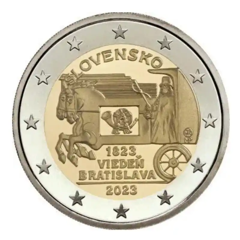 2 euros commémorative Slovaquie 2023 - Voie postale à cheval. Livraison Mondiale