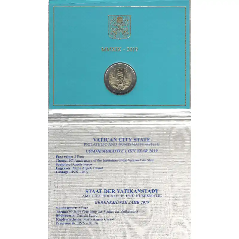 2 euros commémorative Vatican 2019 - Fondation de l’État en coffret BU. Seulement Aujourd’hui