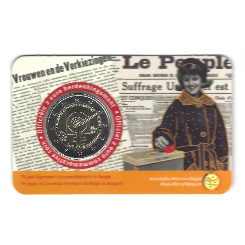 2 euros Belgique 2023 - Suffrage Universel des Femmes coincard version flamand. Prix Choc