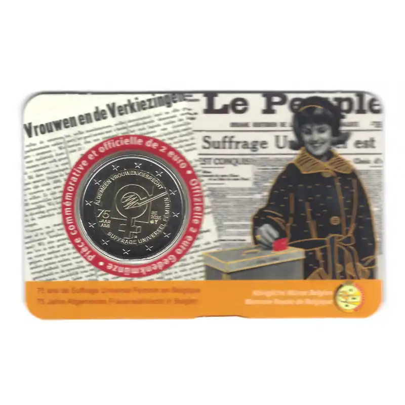 2 euros Belgique 2023 - Suffrage Universel des Femmes coincard version française. Tendance